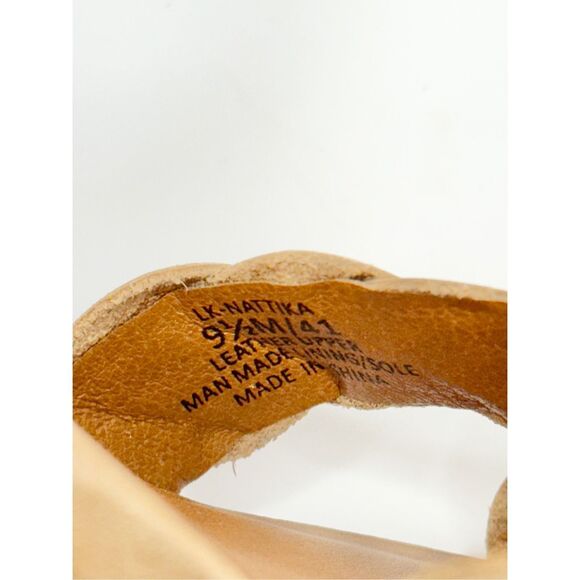 Lucky Brand Sandals Size 9.5 Tan Leather Braided Open Toe Block Heel - Picture 7 of 9